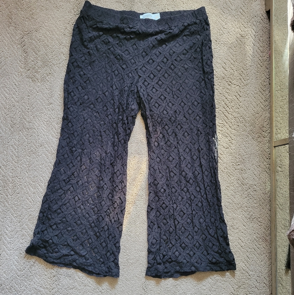 Black Lace Straight Leg Trousers